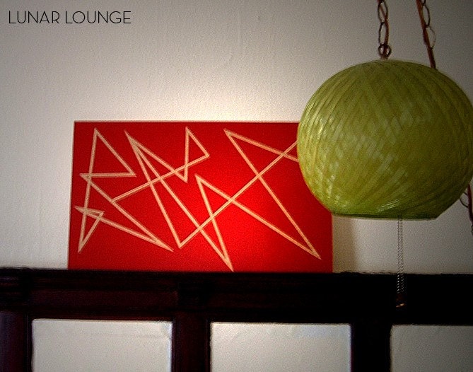 RED line painting  original artwork  mid century modern