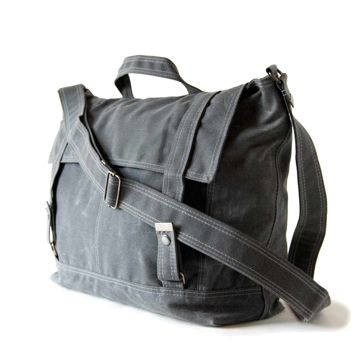 Messenger no.3 - in gray waxed canvas