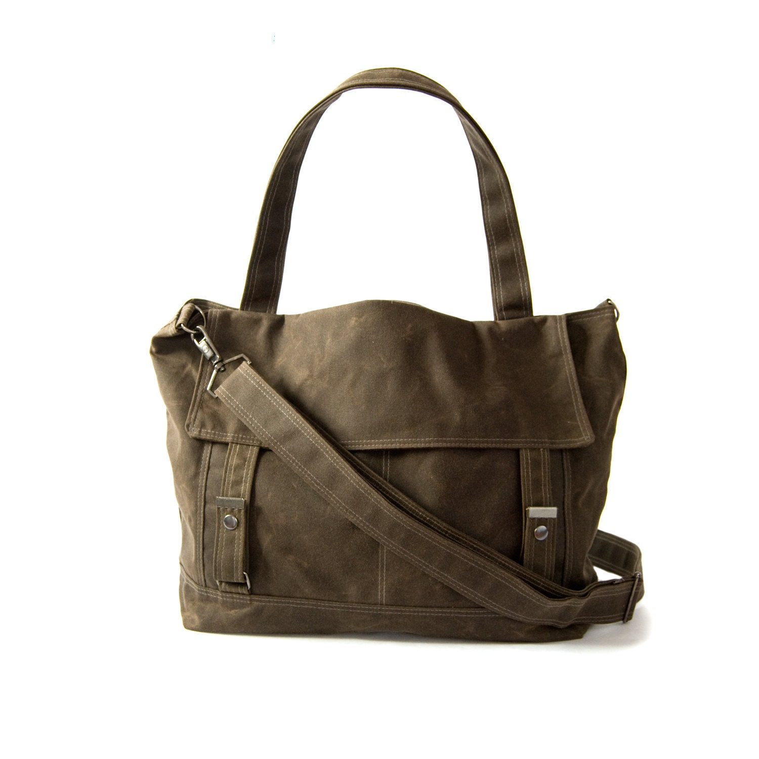 Waxed Canvas Letter Bag - Brown