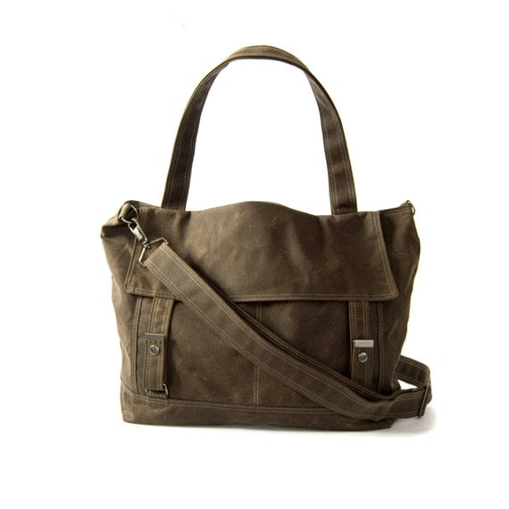 Waxed Canvas Letter Bag - Brown