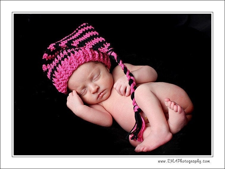 Braided Elfin Hat with Stripes for Baby, Custom Size and Colors
