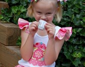 Ginger Blossom Tea Party Twirl Skirt, Custom made 12m-8