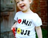 Miss Mouse Flower Tee Custom made 12m-8