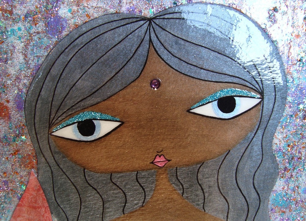 11 x 14 inch Mixed Media Original Painting - Mermaid