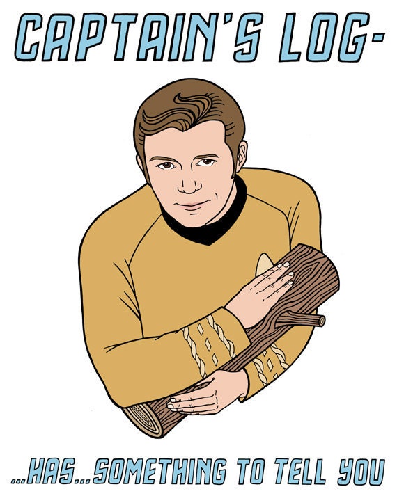 captain's log has something to tell you - star trek/twin peaks tribute print