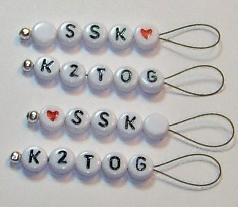 Medium Loop SnagFree Stitch Markers SSK and K2TOG  Set of 4