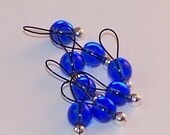 Snagfree Knitting Stitch Markers SUPER SALE Sapphire Blue Czech Glass Snag Free Stitch Markers Set of 8 Small