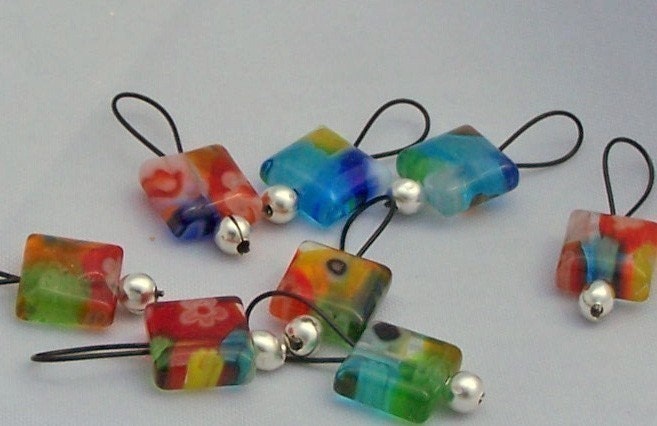 Small Loop SnagFree Millefiori Stitch Markers Set of 20