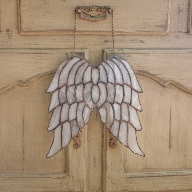 Stained Glass Angel Wings Decorative Window Hanging - Venetian Angel - made to order