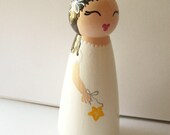 Hand Painted Love Boxes Christmas Angel Birthday Fairy White Wood Peg Doll