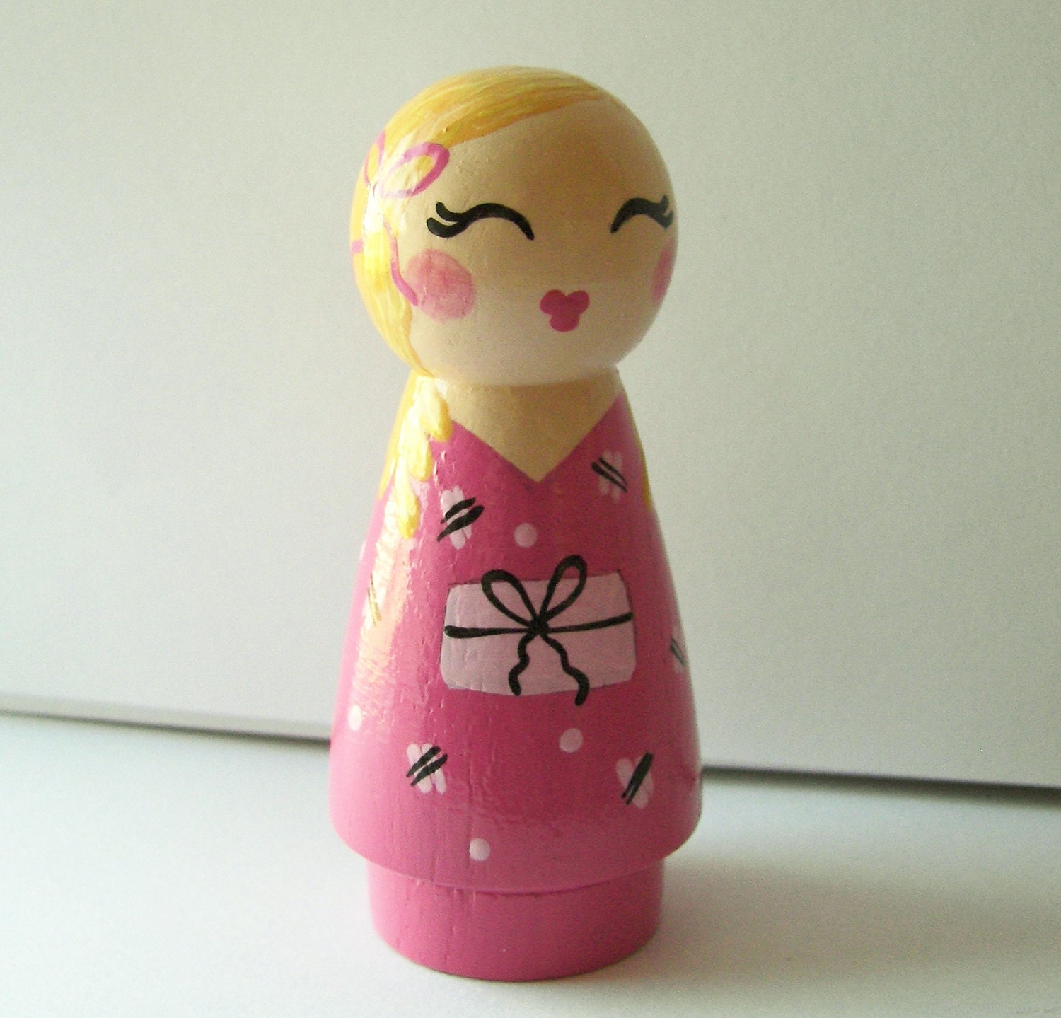 Hand Painted Love Boxes Kokeshi Doll Cake Topper Wood