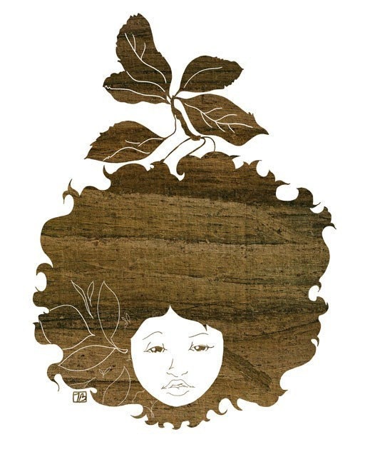 Silhouette Garden (Wood Portrait Illustration), 8X10 Art Print