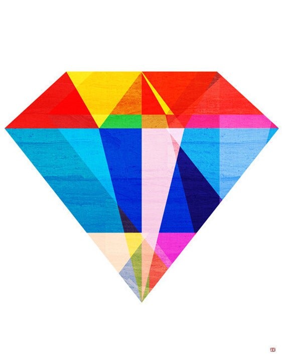 Jewel Tone I, (Geometric Diamond Shaped Stone) 8X10 Art Print