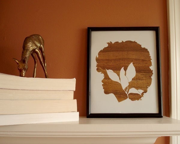 Naturally (Wood Silhouette Portrait), 8X10 Art Print