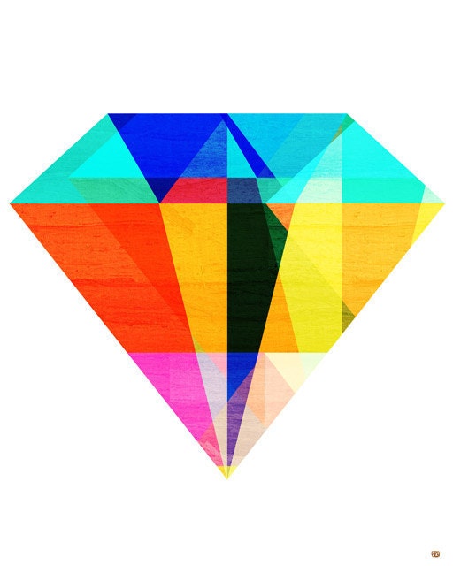 Jewel Tone II, (Geometric Diamond Shaped Stone) 8X10 Art Print
