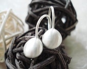 sterling silver matt silverdrop earrings- long-pebble