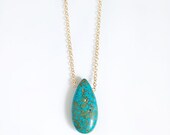 turquoise teardrop long necklace