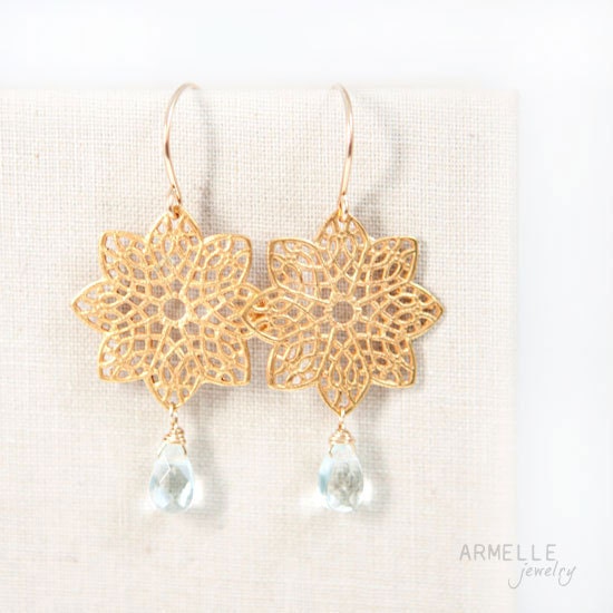 hannah earrings    .   blue quartz .