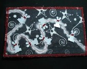 Zombie Bunnies in Space IV -Quilted Postcard/Mini Art Quilt-OOAK