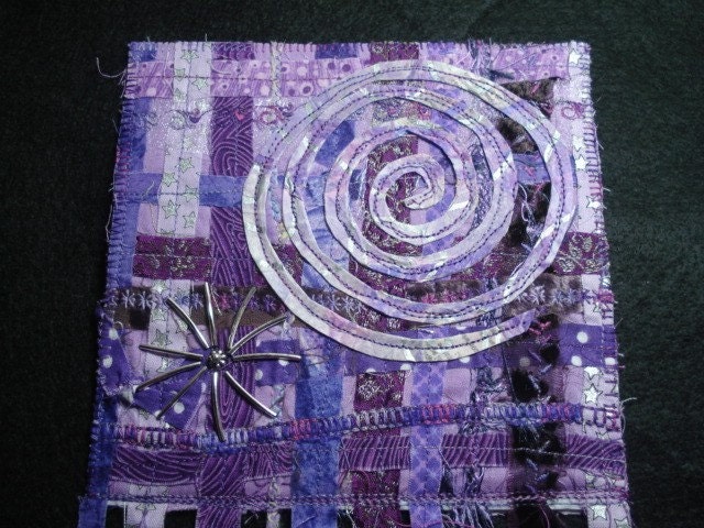 Amethyst Dream-Starburst Quilted Fabric/Fiber Art Quilt-OOAK