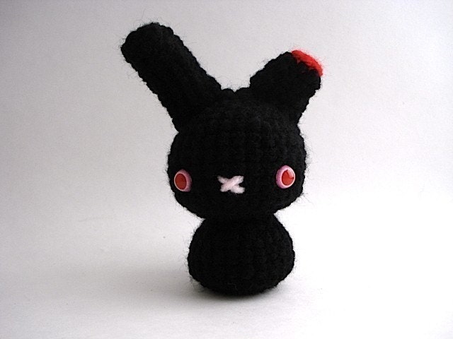 Black Zombie Moon Bun - Undead Amigurumi Bunny Rabbit