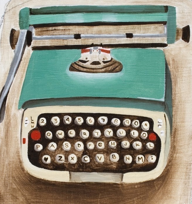 Typewriter Art Print // 8x10 // Little Green Typewriter // By Michele Maule