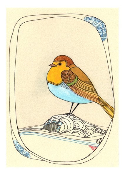 Bird Illustration / Bird Art / 5x7 Bird Print - Don't Give Up on Me