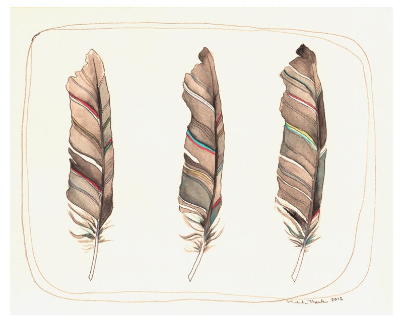 Feather // Feather Art // 8 x10 Print // Three