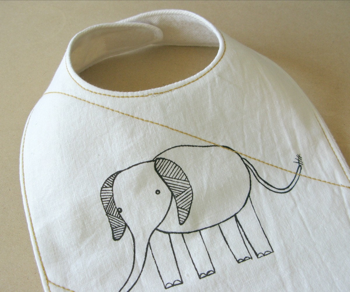 organic baby bib (white elephant)