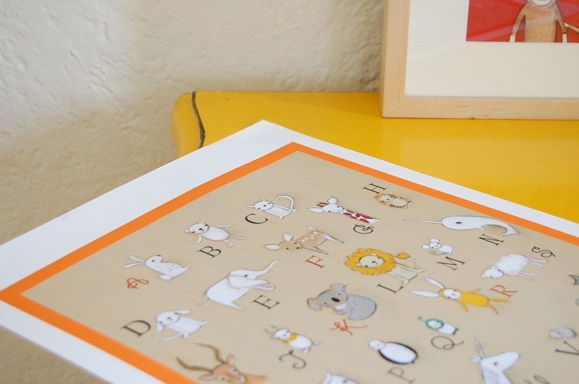 Alphabet - orange - 13 x 19 print by  Marisa and Creative Thursday