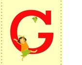 alphabet print Letter G nursery wall decor 5 x 7 inch image