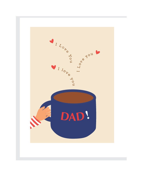 Fathers Day card I love you big blue coffee cup