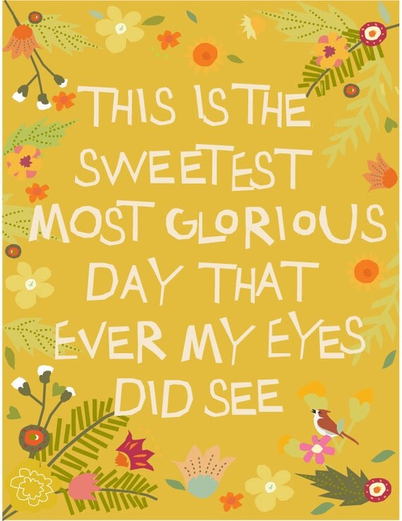 original floral glorious day illustration 8 x 10 print in 11 x 14 inch mat