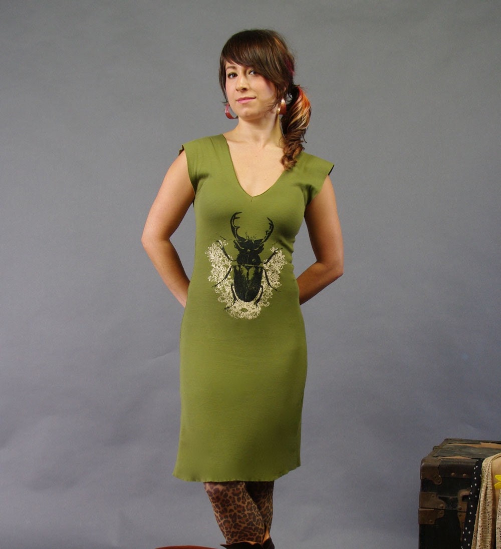 organic cotton fancy beetle clover v neck tee dress