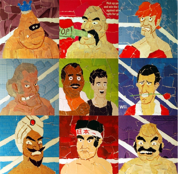 Set of 9 "Punch Out" collage prints