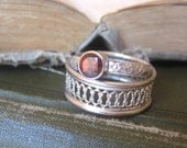 Garnet Princess Promise Stacking Ring Bright Sterling Silver