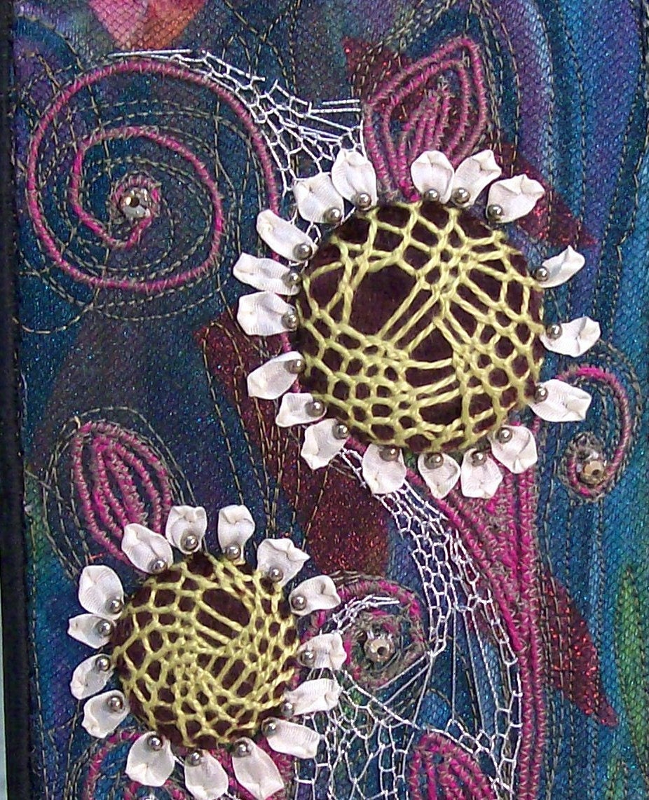 Venus Midnight Bloom Textile Fiber Art Surface Design Collage