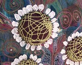 Venus Midnight Bloom Textile Fiber Art Surface Design Collage