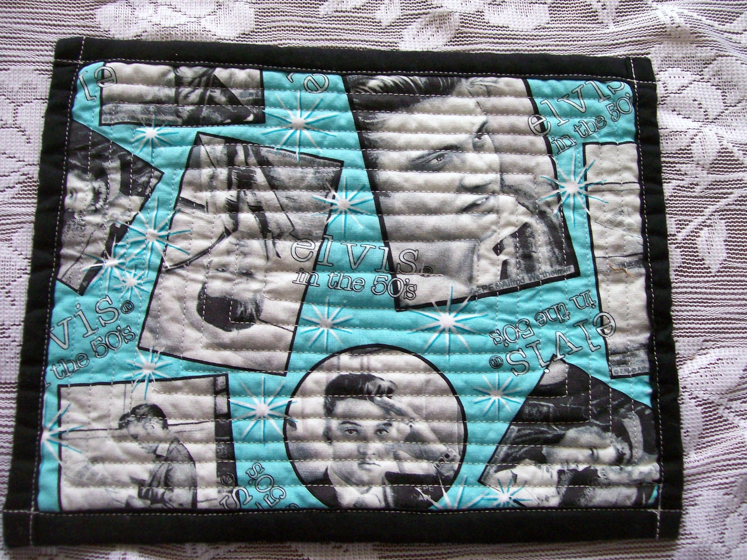 Elvis in the 50's Quilted Mug Rugs 1