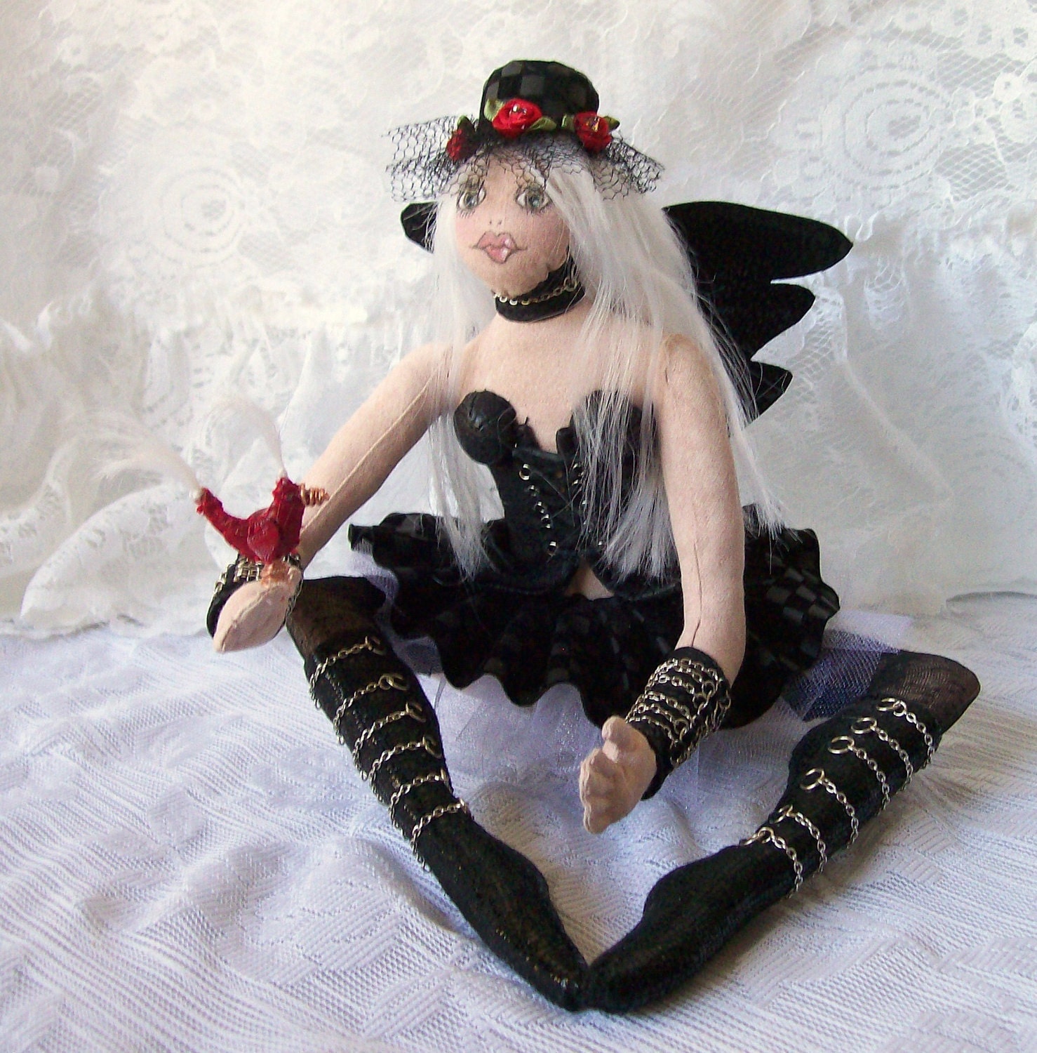 Goth Fairy Soft Sculpture Art Doll ADO