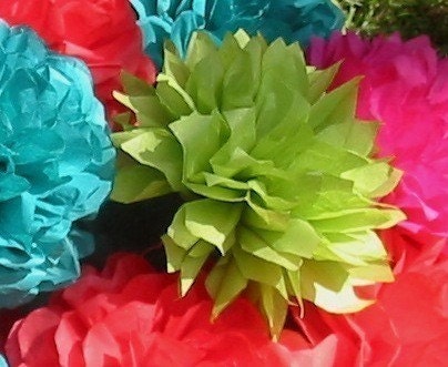 12, DIY, 5"-7", Tissue Paper Flowers, Your Choice of Color,