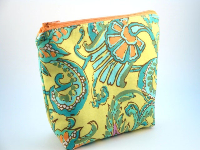 Flat Bottomed Zippered Pouch- Amy Butler Fabric