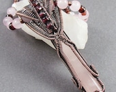 CLEARANCE - Rose Quartz Crystal Point, Garnet and Copper Necklace - After the Fire