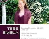 bar/bat mitzvah photo invitation, solid bar, 5x7, printable