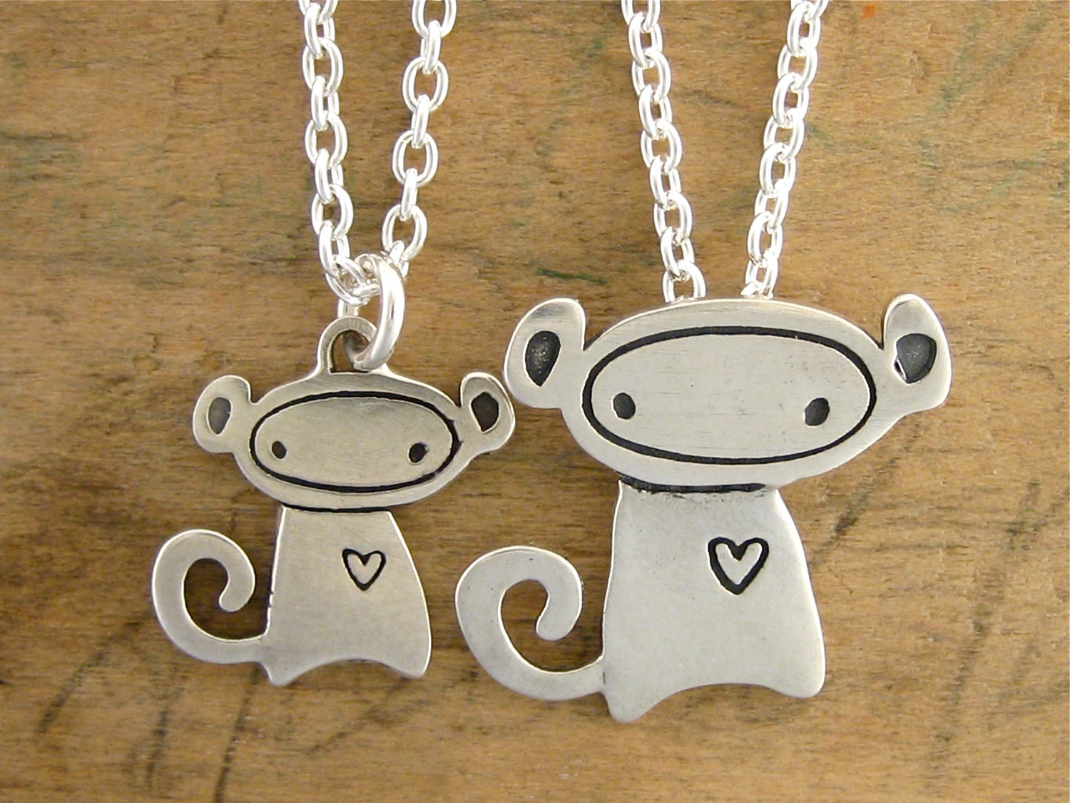 Mother Daughter Monkey Necklace Set