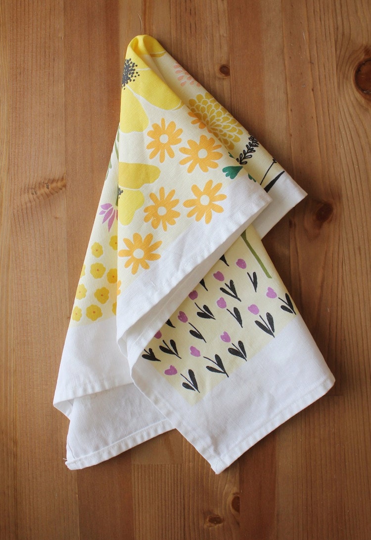 Yellow Floral Dishtowel