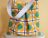 Large mod flower Hobo Bag by PETUNIAS - diaper bag purse market tote laptop gym sack gift baby shower nappy everyday ready to ship gold gray