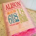PETUNIAS' Little Fluffy Blanket with personalized BIRTH STATS