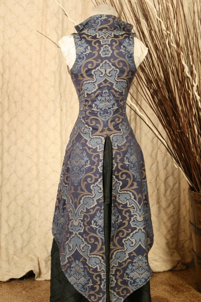 Waist 26 to 28 Blue Peacock Tailed Vixen Corset-Perfect for Halloween-Ready to Ship