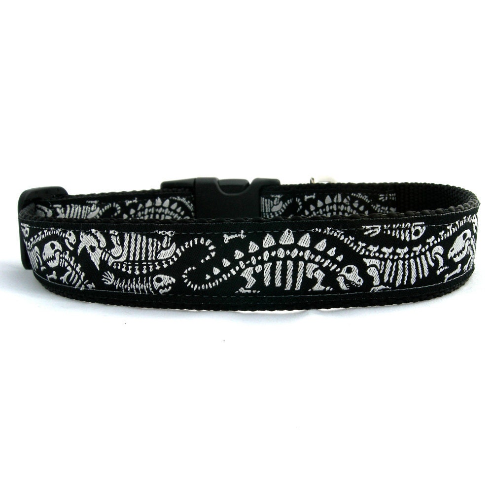 Recycled Webbing Dog Collar (Pattern - Fossil)